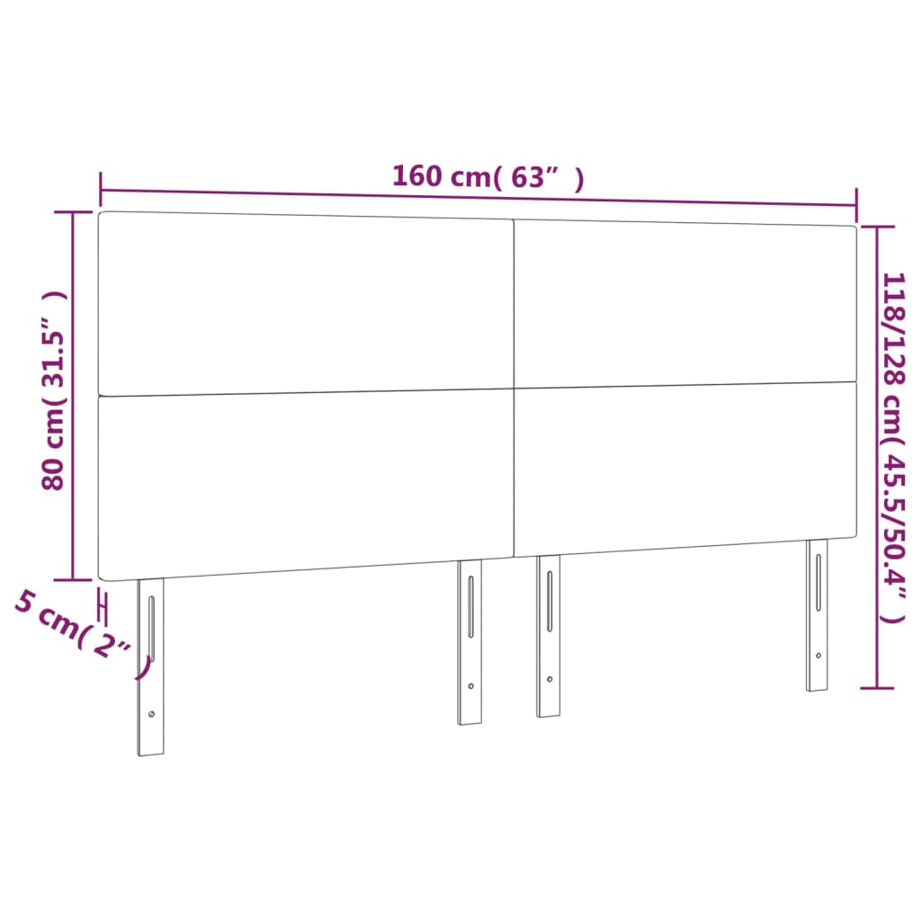 vidaXL Sänggavel LED ljusgrå 160x5x118/128 cm sammet