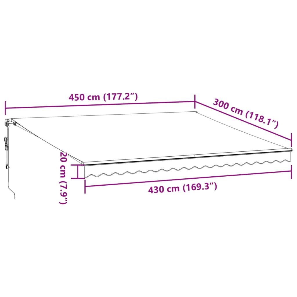 vidaXL Markis automatiskt infällbar 450x300 cm brun