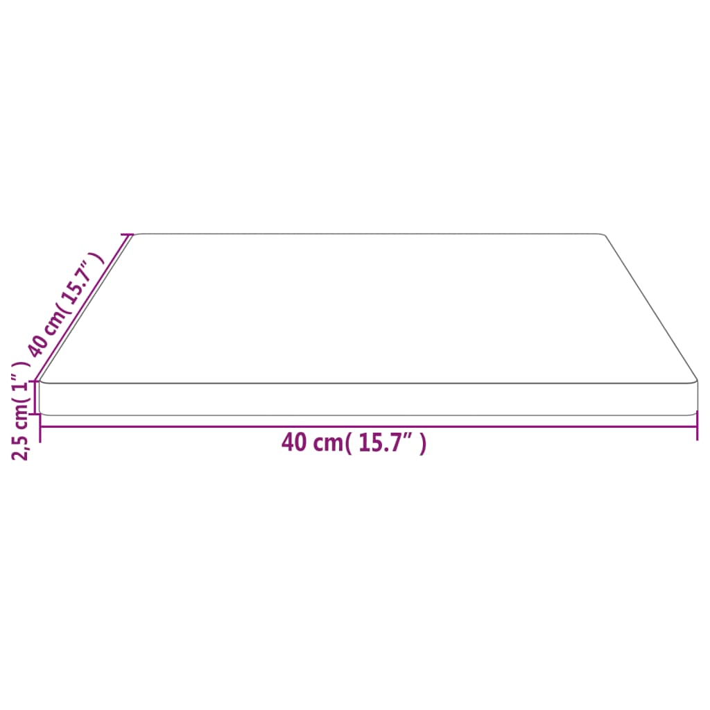 vidaXL Bordsskiva 40x40x2,5 cm massiv furu fyrkantig