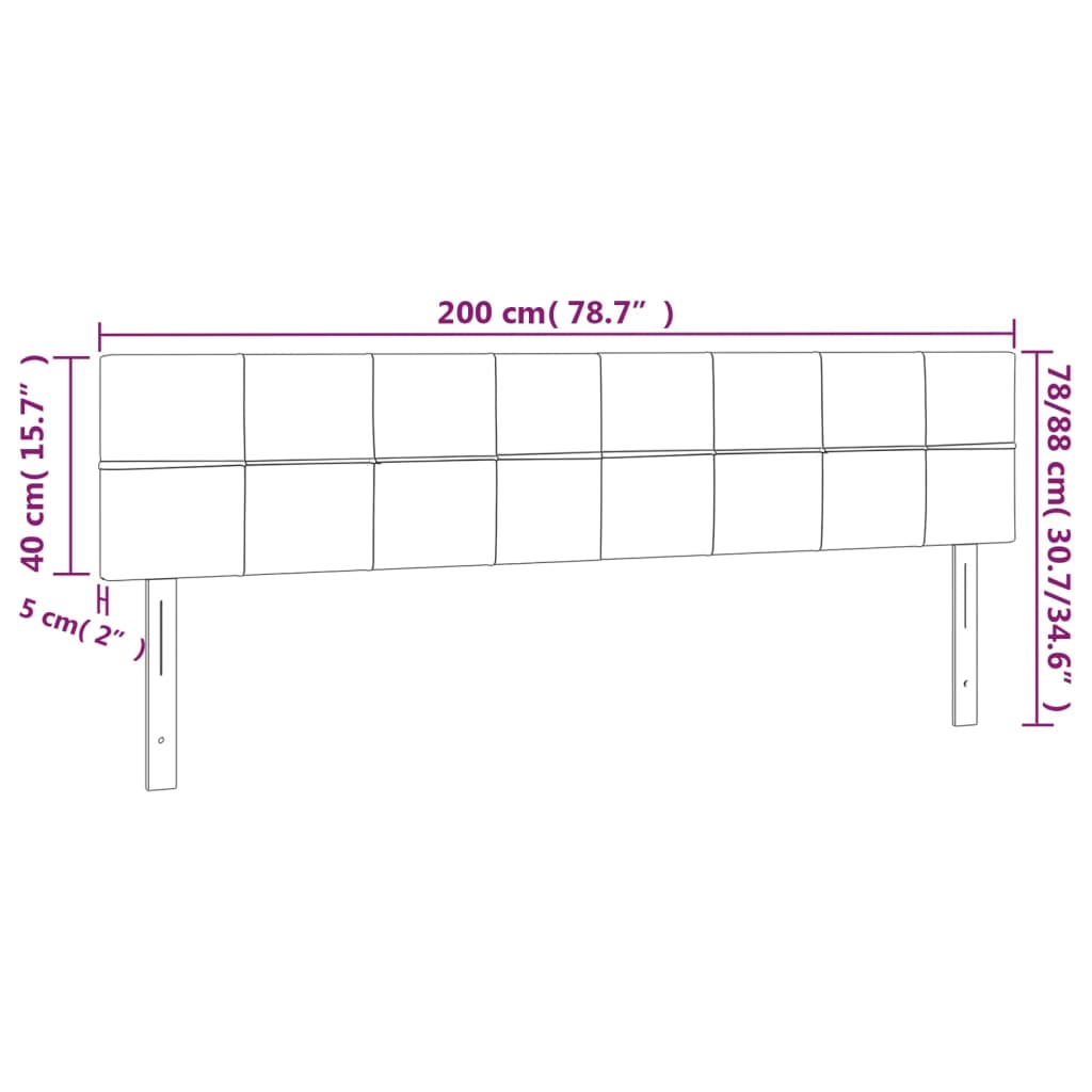 vidaXL Sänggavel LED mörkgrön 200x5x78/88 cm sammet