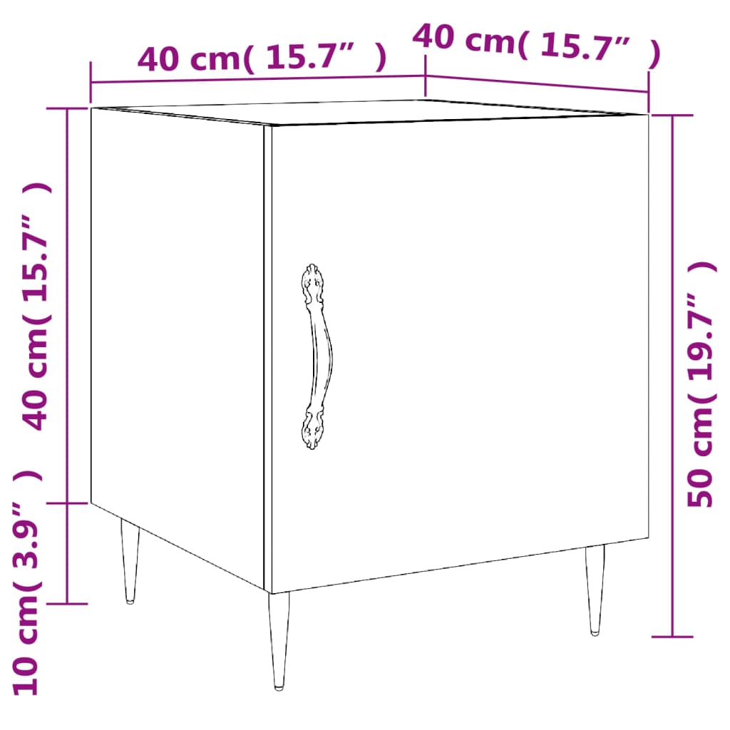 vidaXL Sängbord 2 st betonggrå 40x40x50 cm konstruerat trä