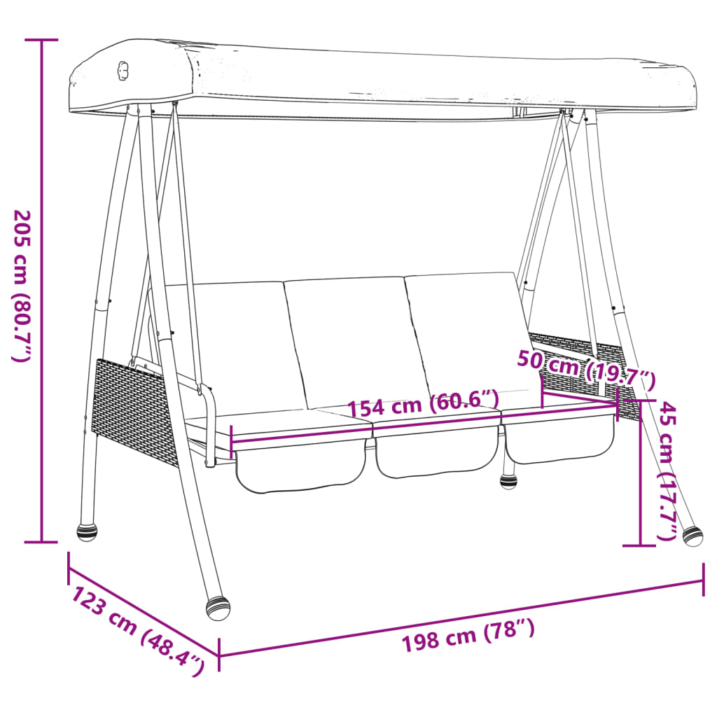 vidaXL Hammock med justerbart tak brun stål