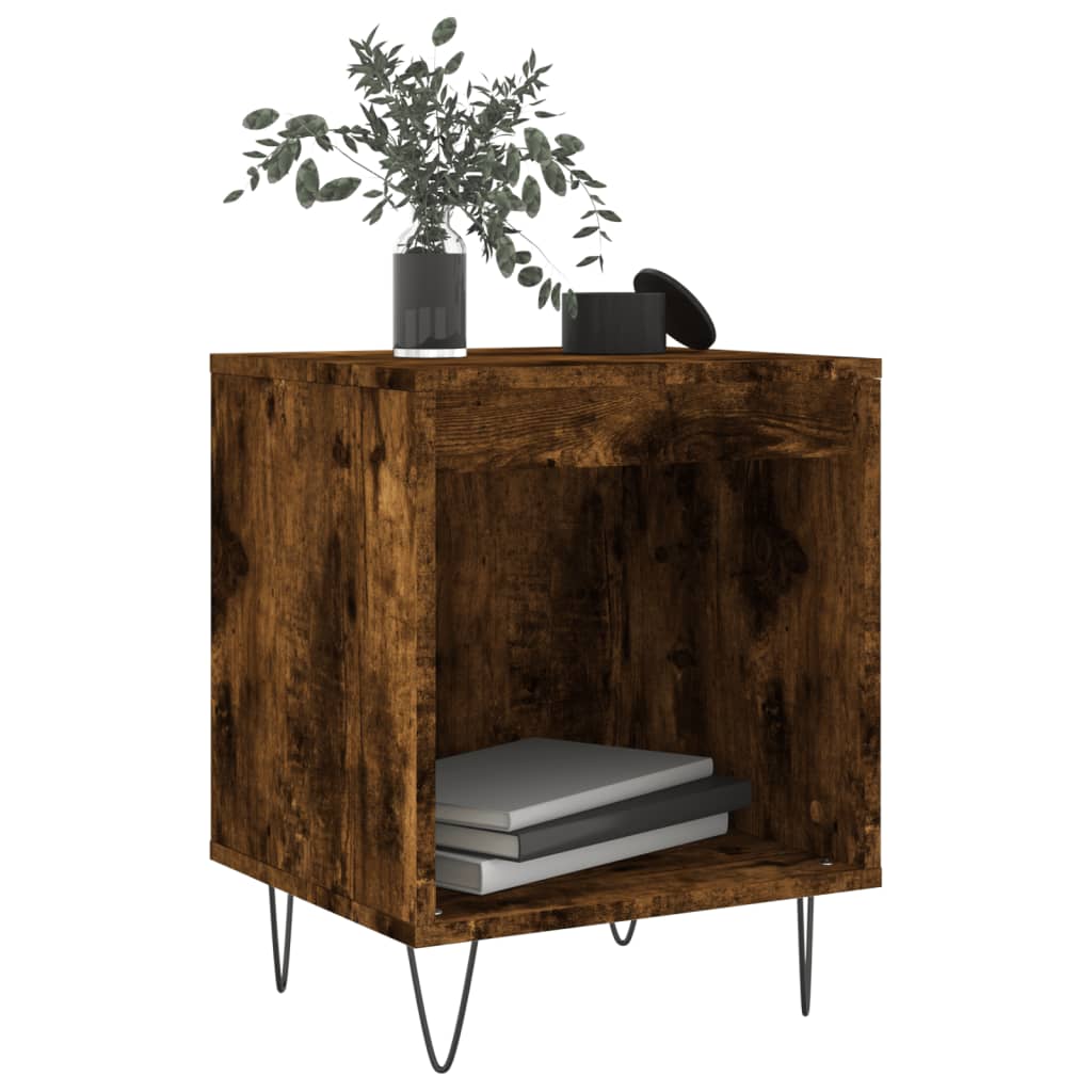 vidaXL Sängbord 2 st rökfärgad ek 40x35x50 cm konstruerat trä