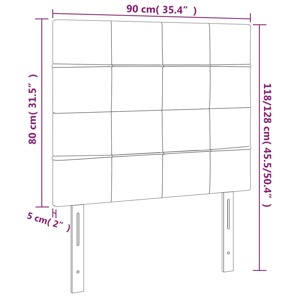 vidaXL Huvudgavlar 2 st svart 90x5x78/88 cm tyg