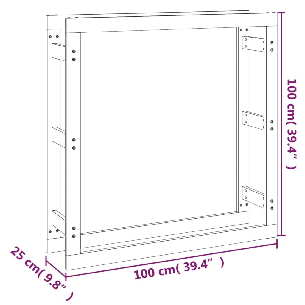 vidaXL Vedställ grå 100x25x100 cm massiv furu