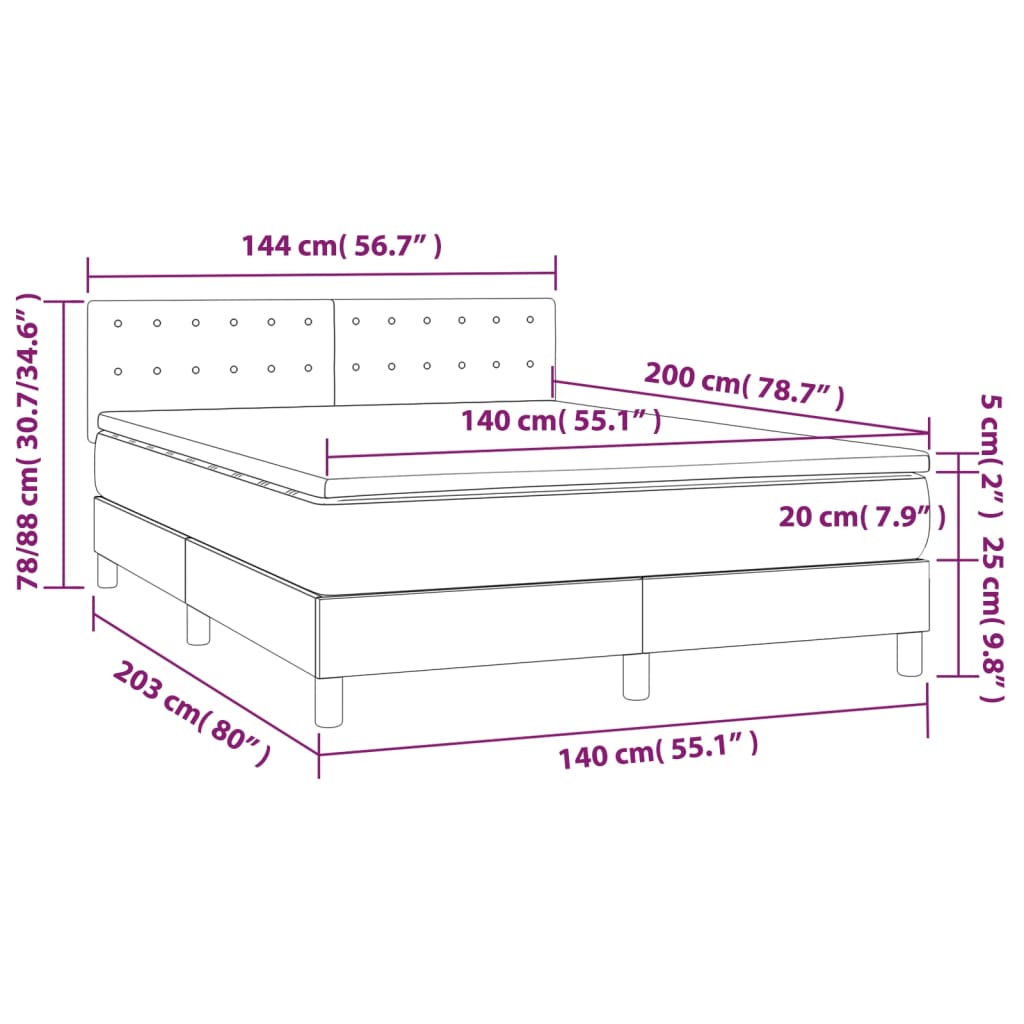 vidaXL Ramsäng med madrass blå 140x200 cm tyg