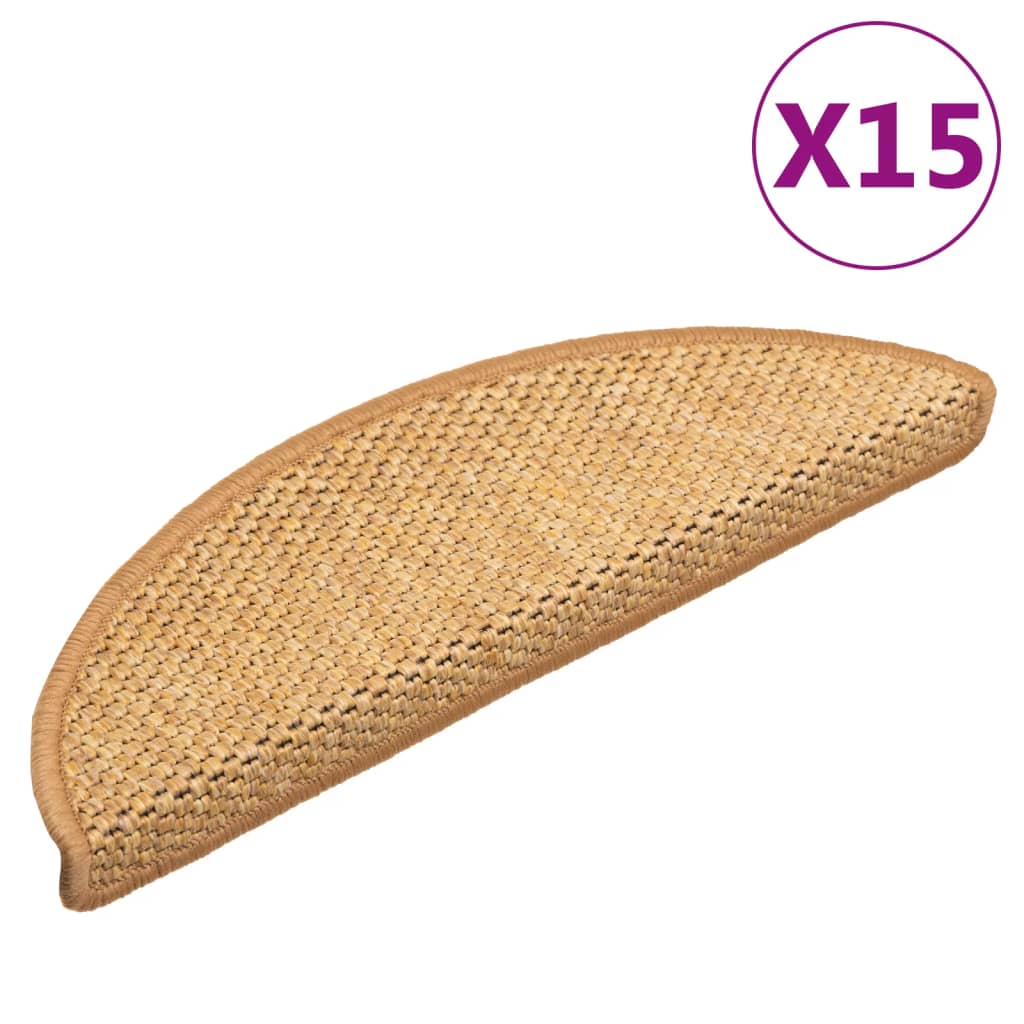 vidaXL Trappstegsmattor självhäftande sisal 15 st 56x17x3 cm sisal