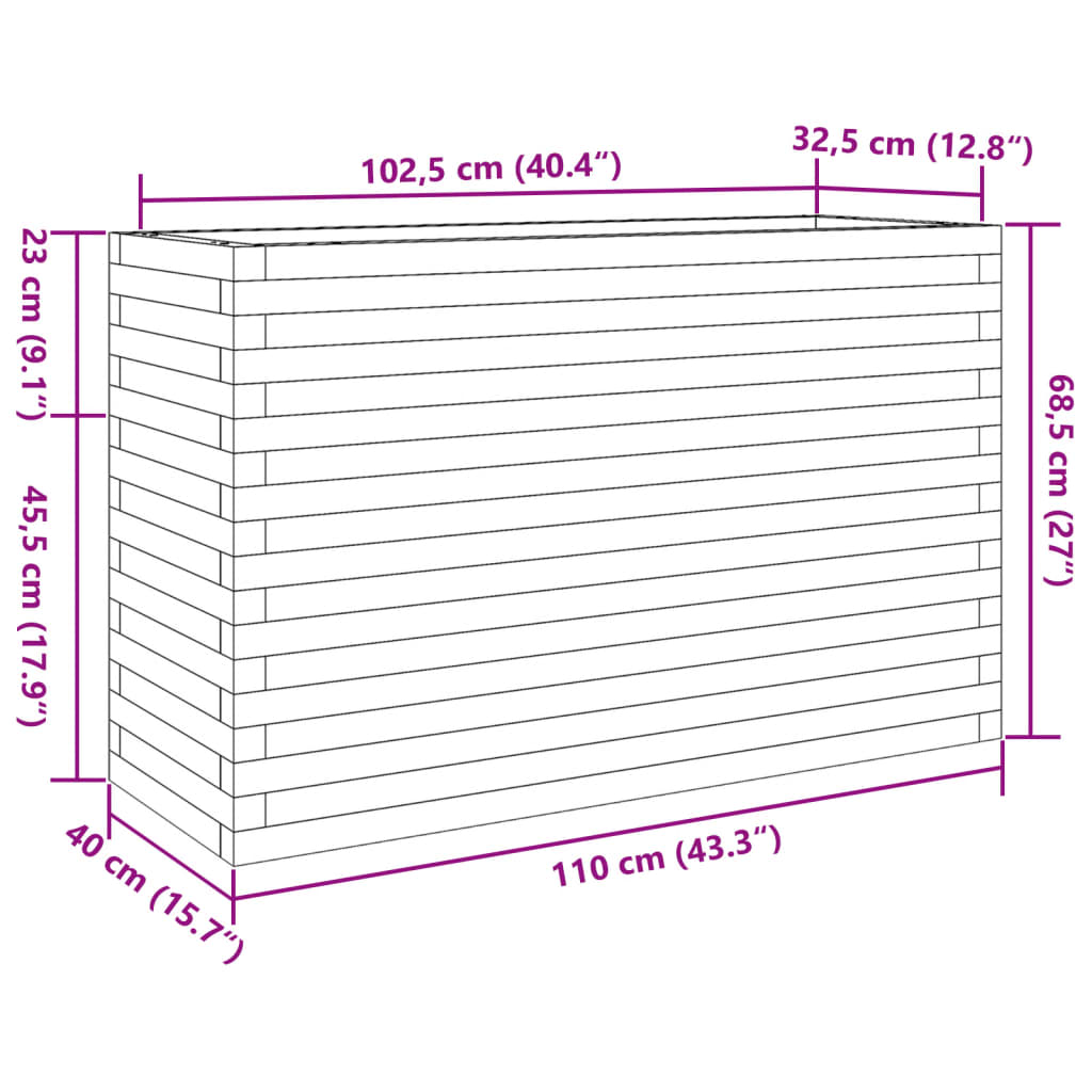 vidaXL Odlingslåda 110x40x68,5 cm impregnerat furu