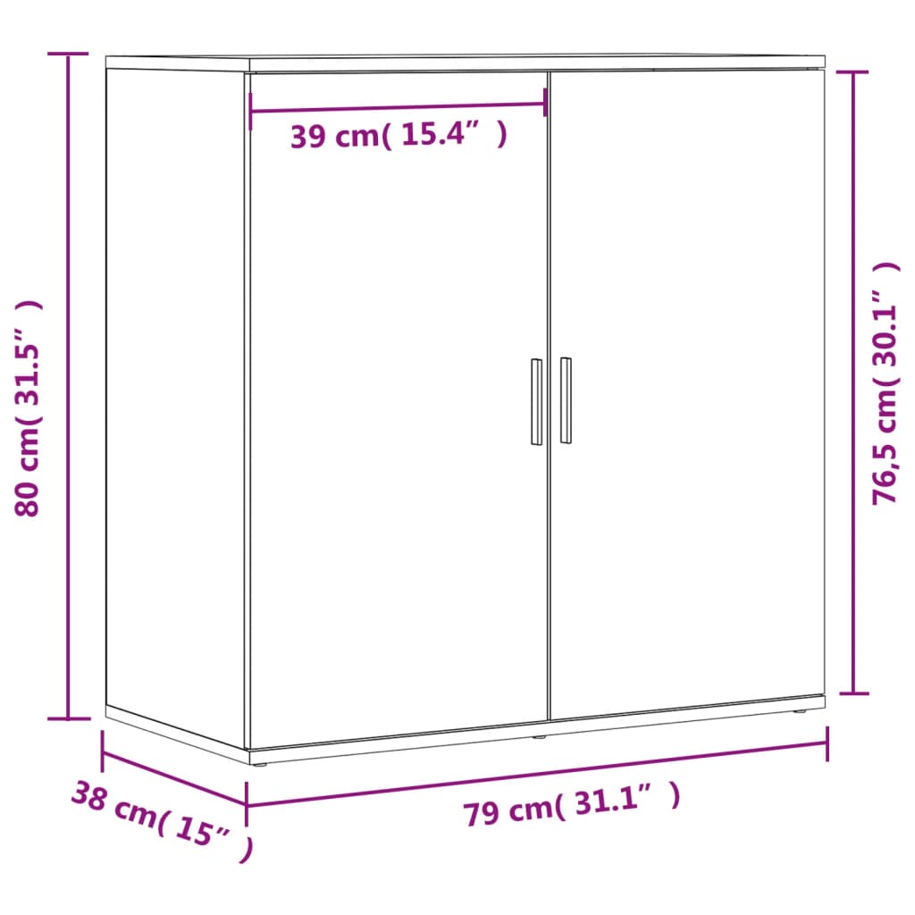 vidaXL Skänk sonoma-ek 79x38x80 cm konstruerat trä