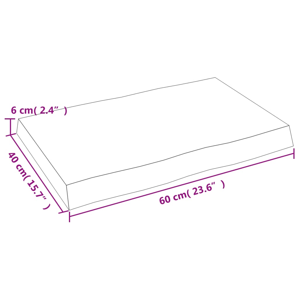 vidaXL Bordsskiva 60x40x(2-6) cm obehandlad massiv ek levande kant