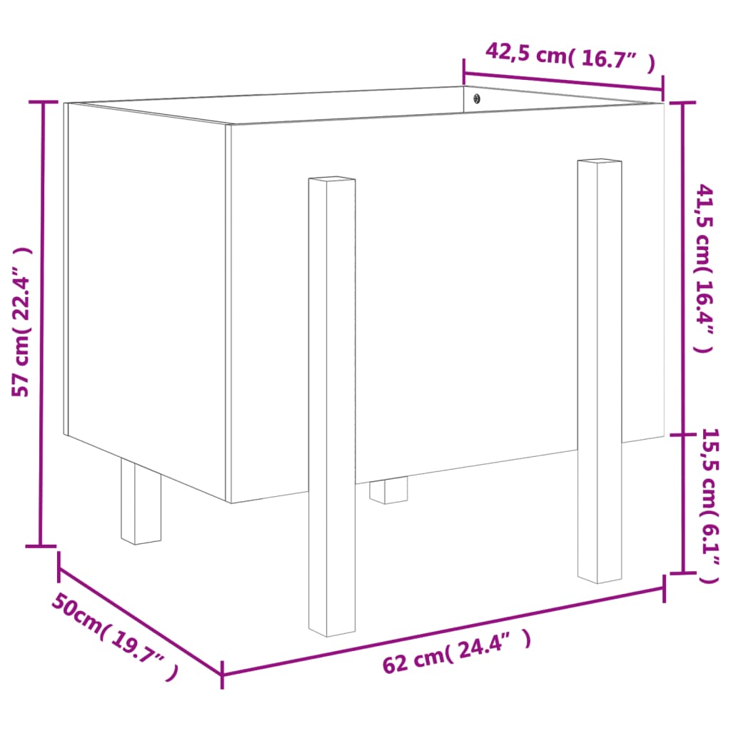 vidaXL Odlingslåda 62x50x57 cm honungsbrun massiv furu