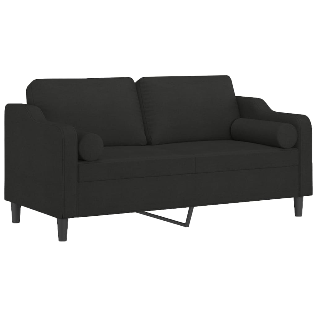 vidaXL 2-sits soffa med prydnadskuddar svart 140 cm tyg