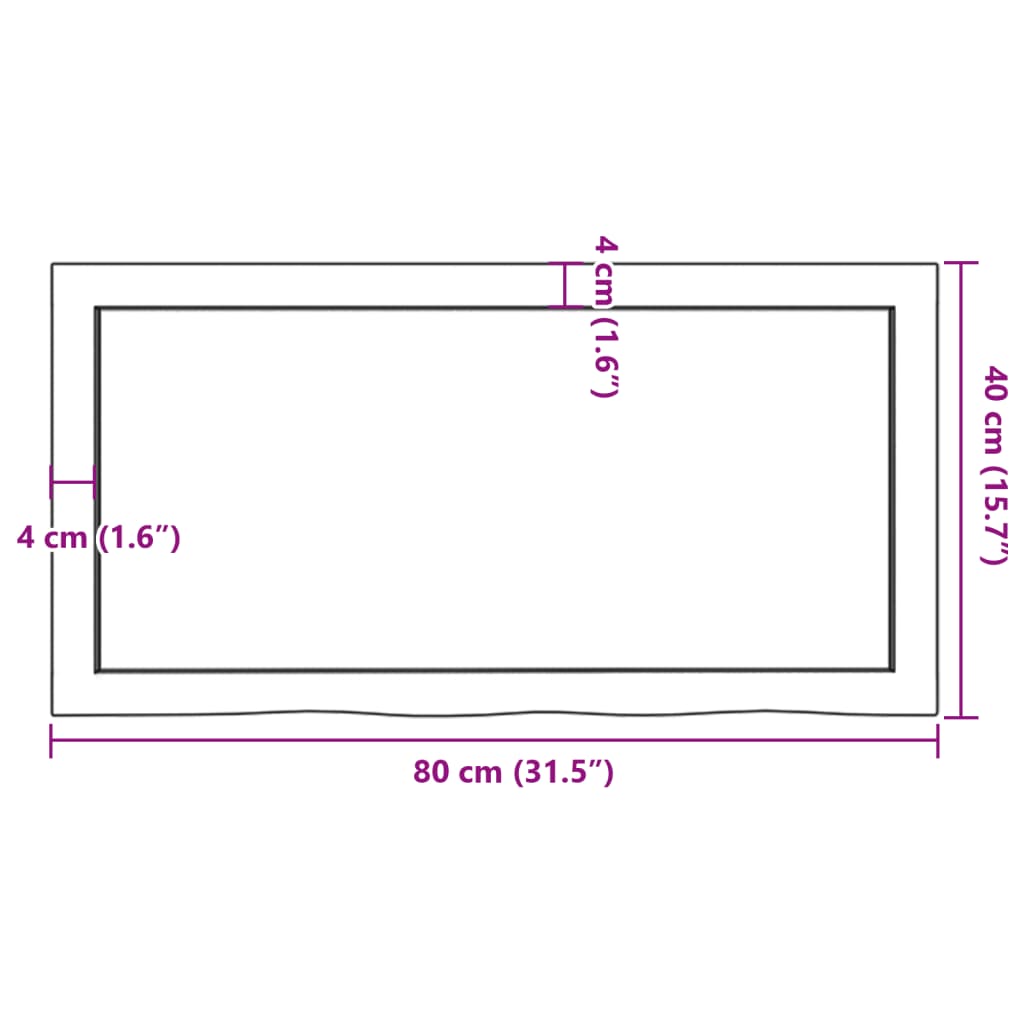 vidaXL Bordsskiva 80x40x(2-6) cm obehandlad massiv ek