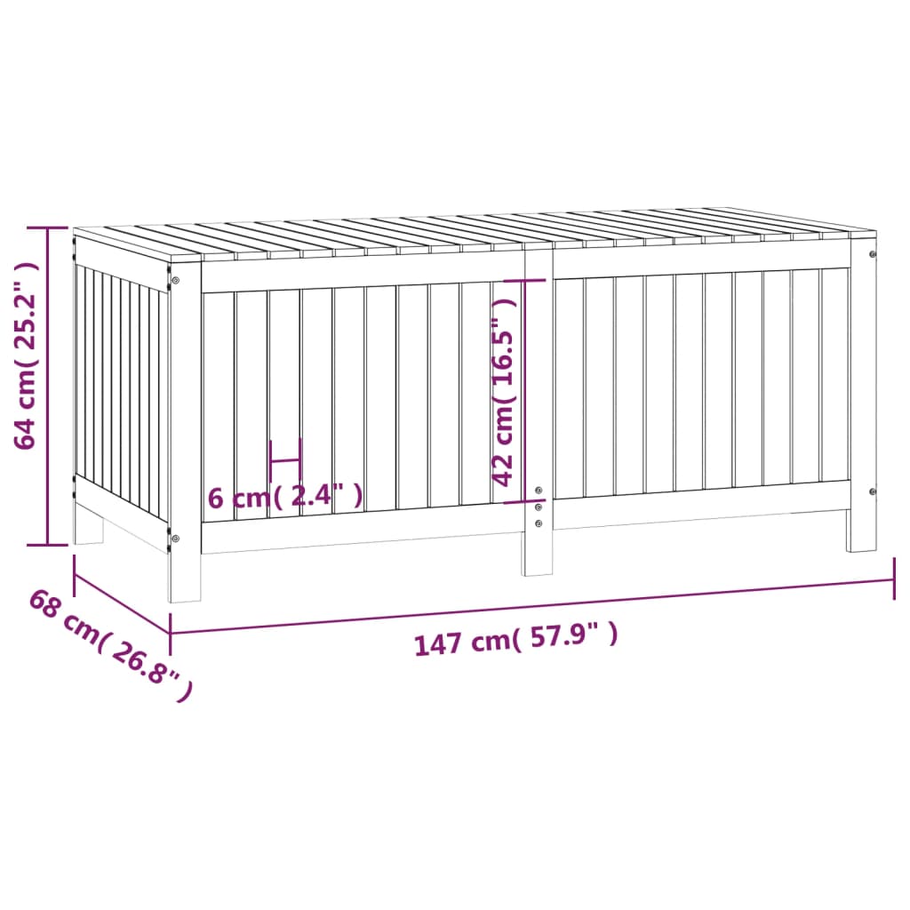 vidaXL Dynbox svart 147x68x64 cm massiv furu