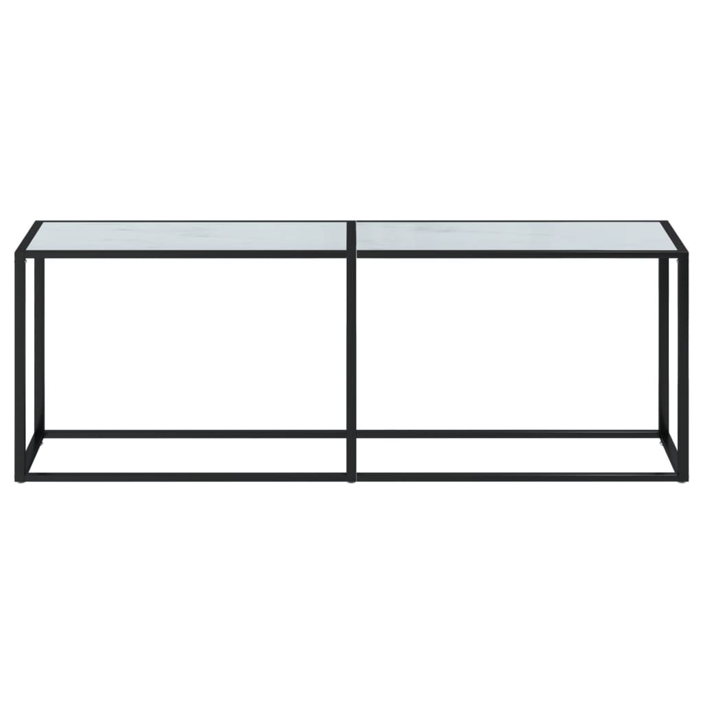 vidaXL Konsolbord vit marmor 220x35x75,5 cm härdat glas