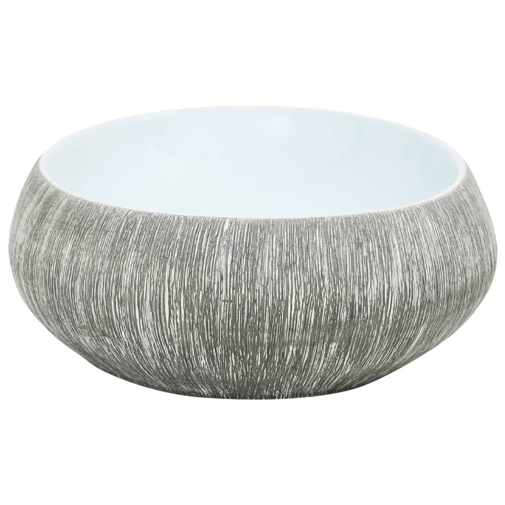 vidaXL Handfat grå och blå oval 59x40x15 cm keramik
