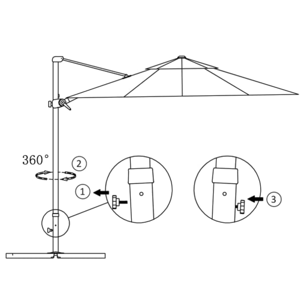 vidaXL Frihängande trädgårdsparasoll med stålstång svart 250x250 cm