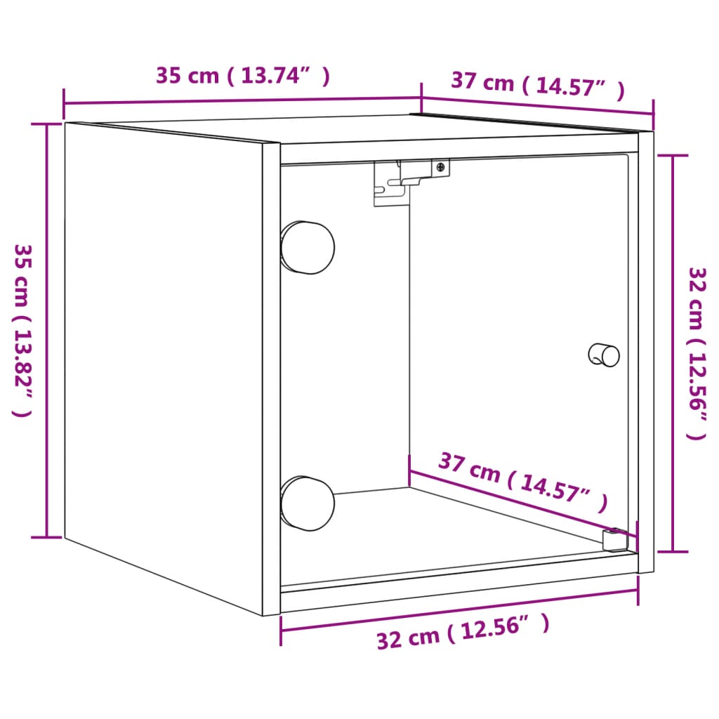 vidaXL Sängskåp med glasdörrar 2 st grå sonoma 35x37x35 cm