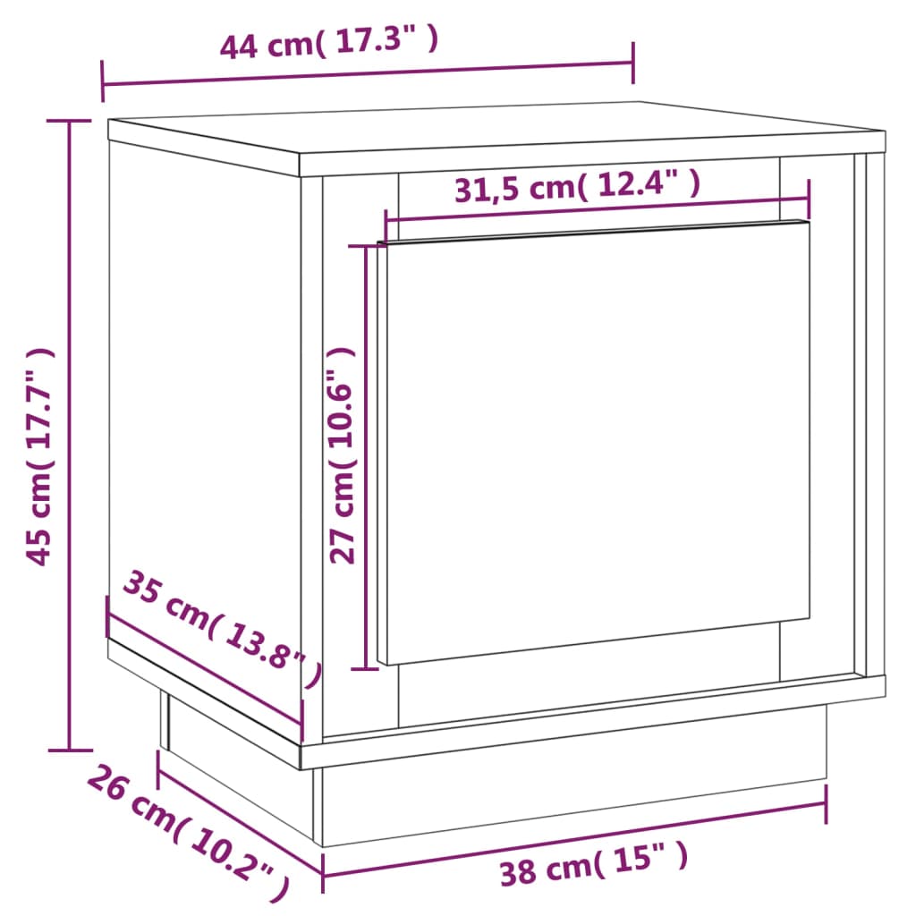 vidaXL Sängbord svart 44x35x45 cm konstruerat trä