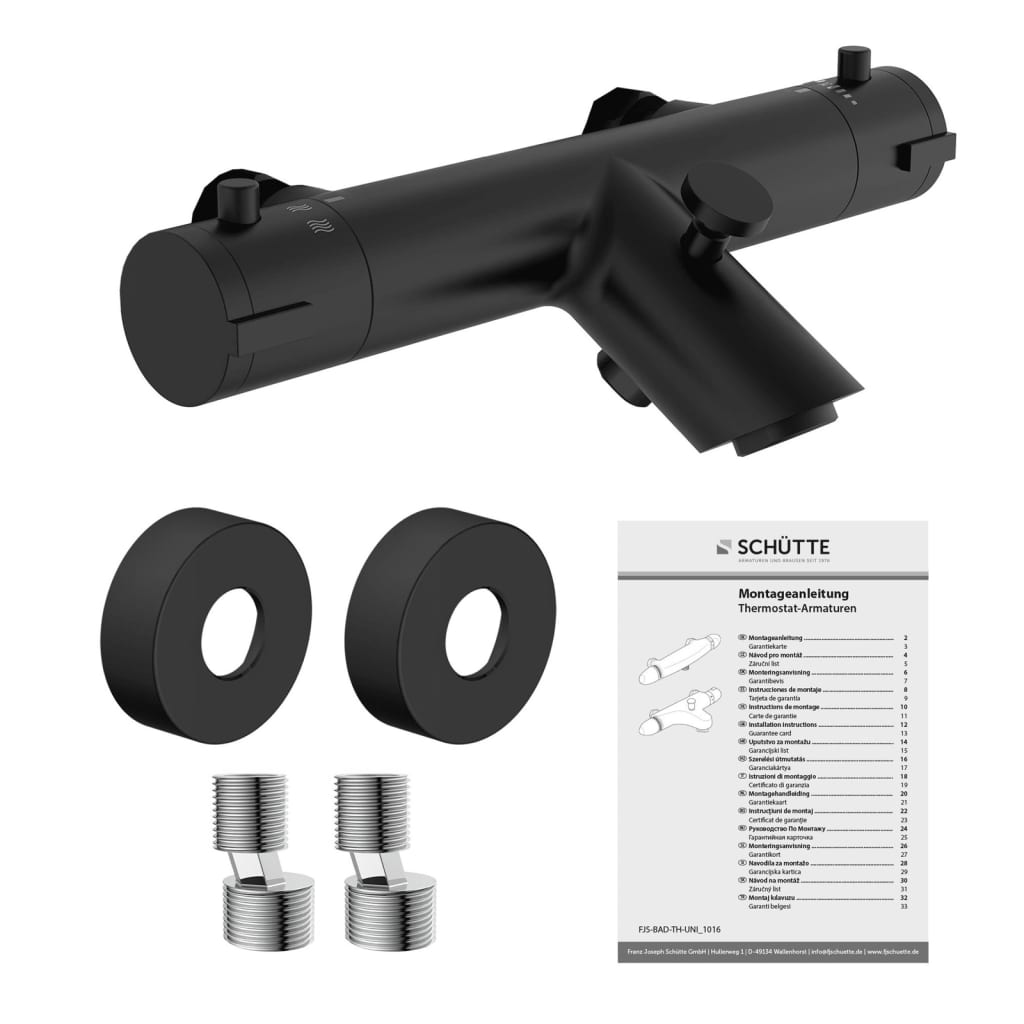 SCHÜTTE Termostatisk badkarsblandare LONDON mattsvart