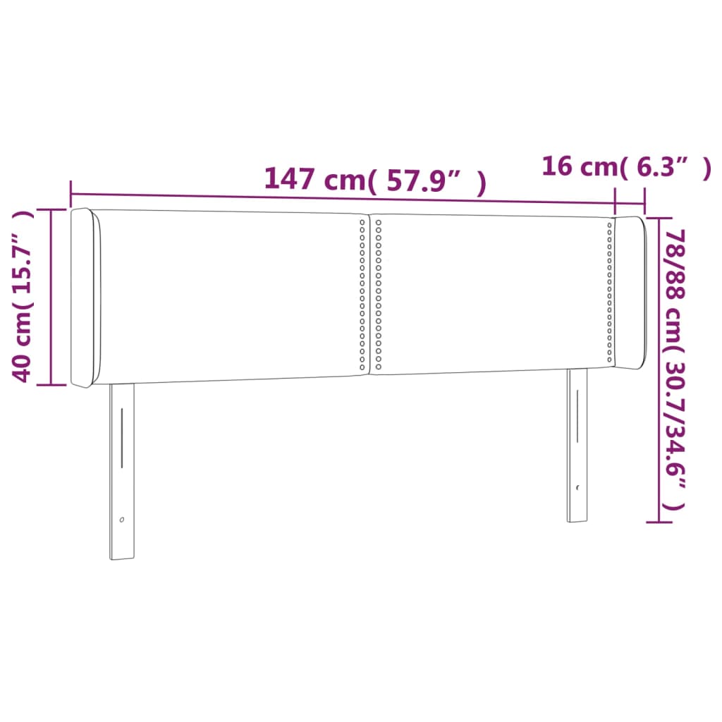 vidaXL Sänggavel LED grå 147x16x78/88 cm konstläder