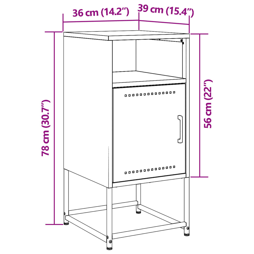 vidaXL Sängbord rosa 36x39x78 cm stål