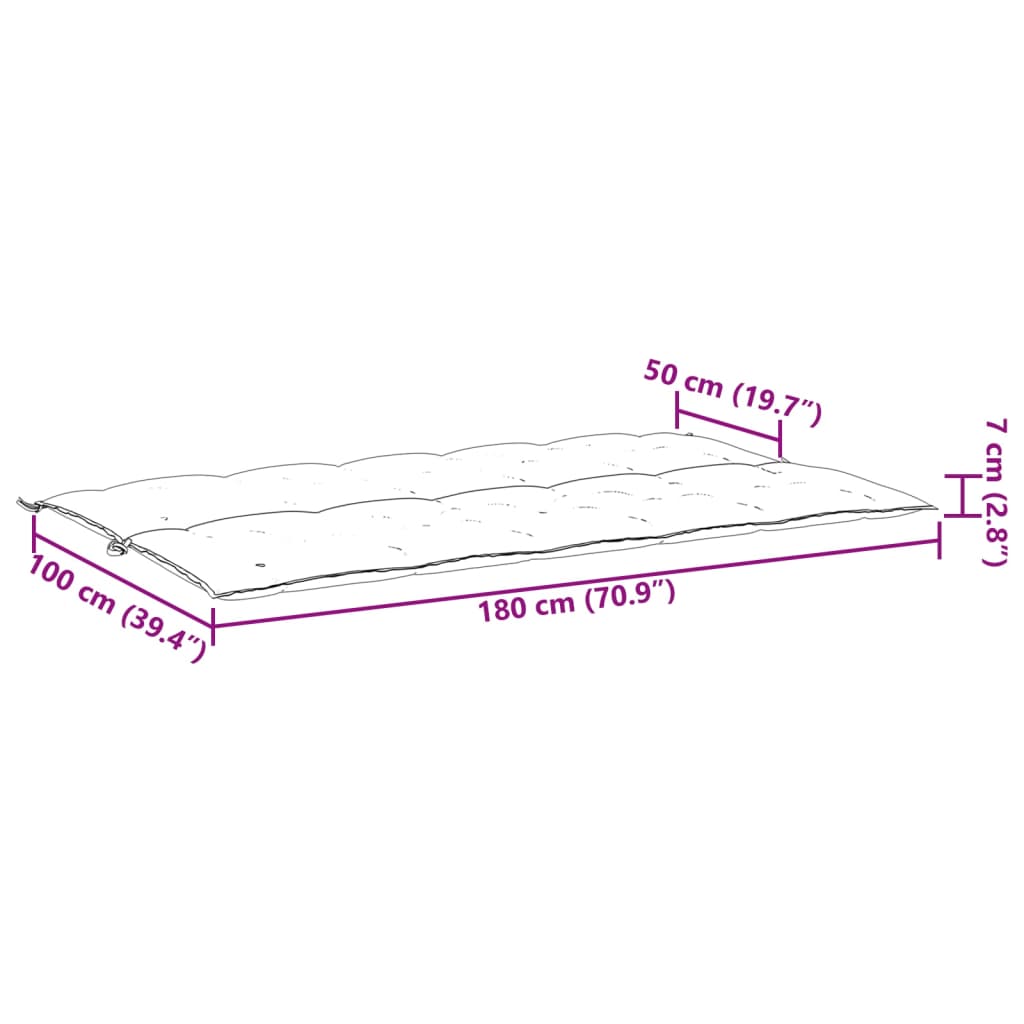 vidaXL Bänkdyna för trädgården antracit 180x(50+50)x7 cm oxfordtyg