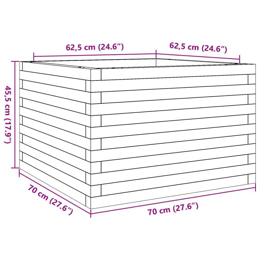 vidaXL Odlingslåda 70x70x45,5 cm massivt douglasträ