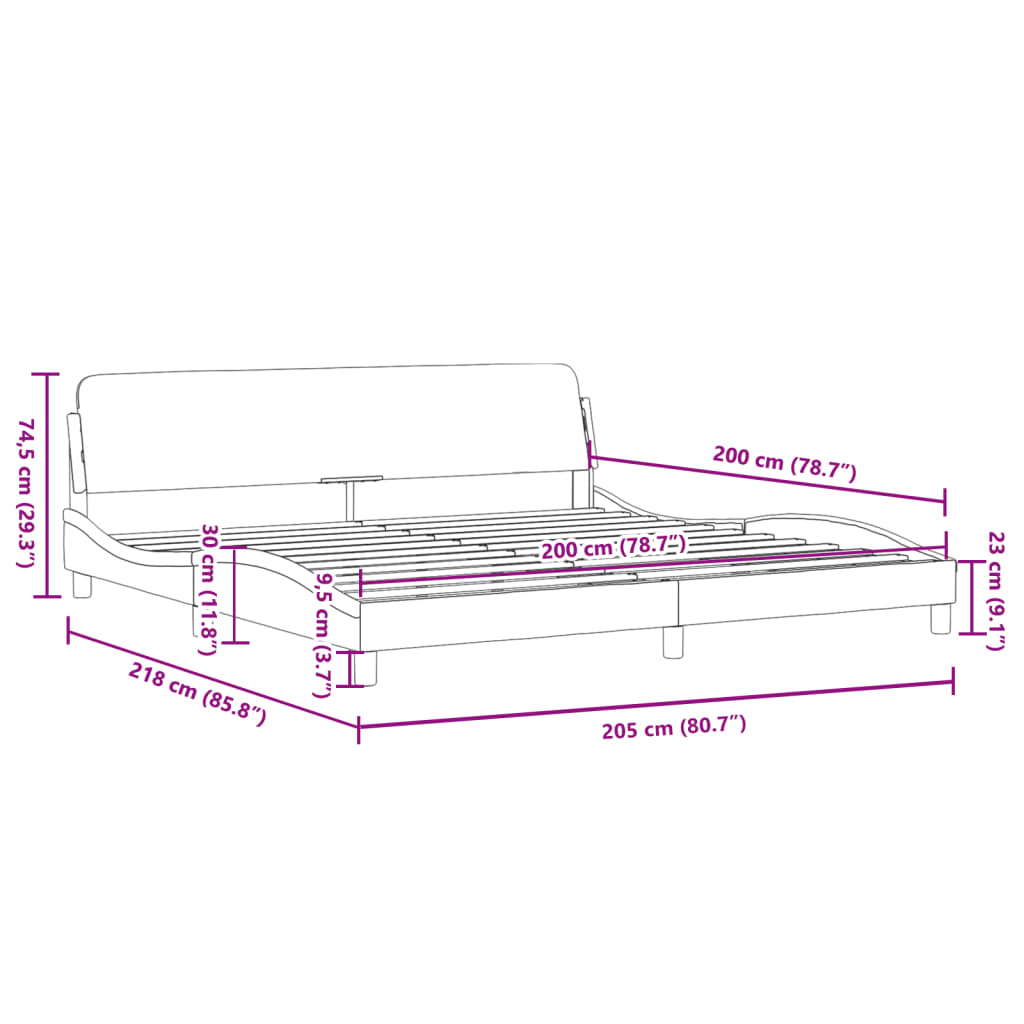 vidaXL Sängram med huvudgavel vit och svart 200x200 cm konstläder