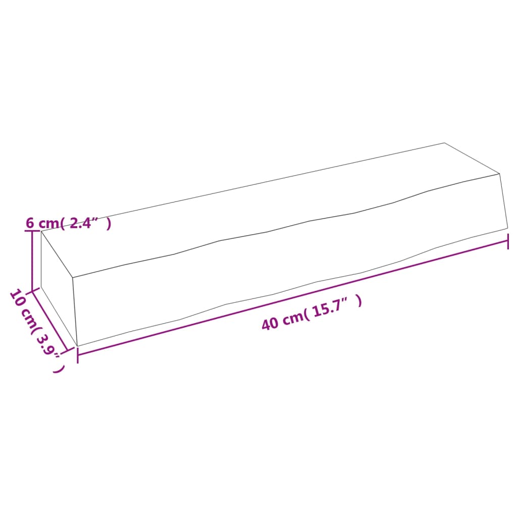 vidaXL Vägghylla mörkbrun 40x10x6 cm behandlad massiv ek