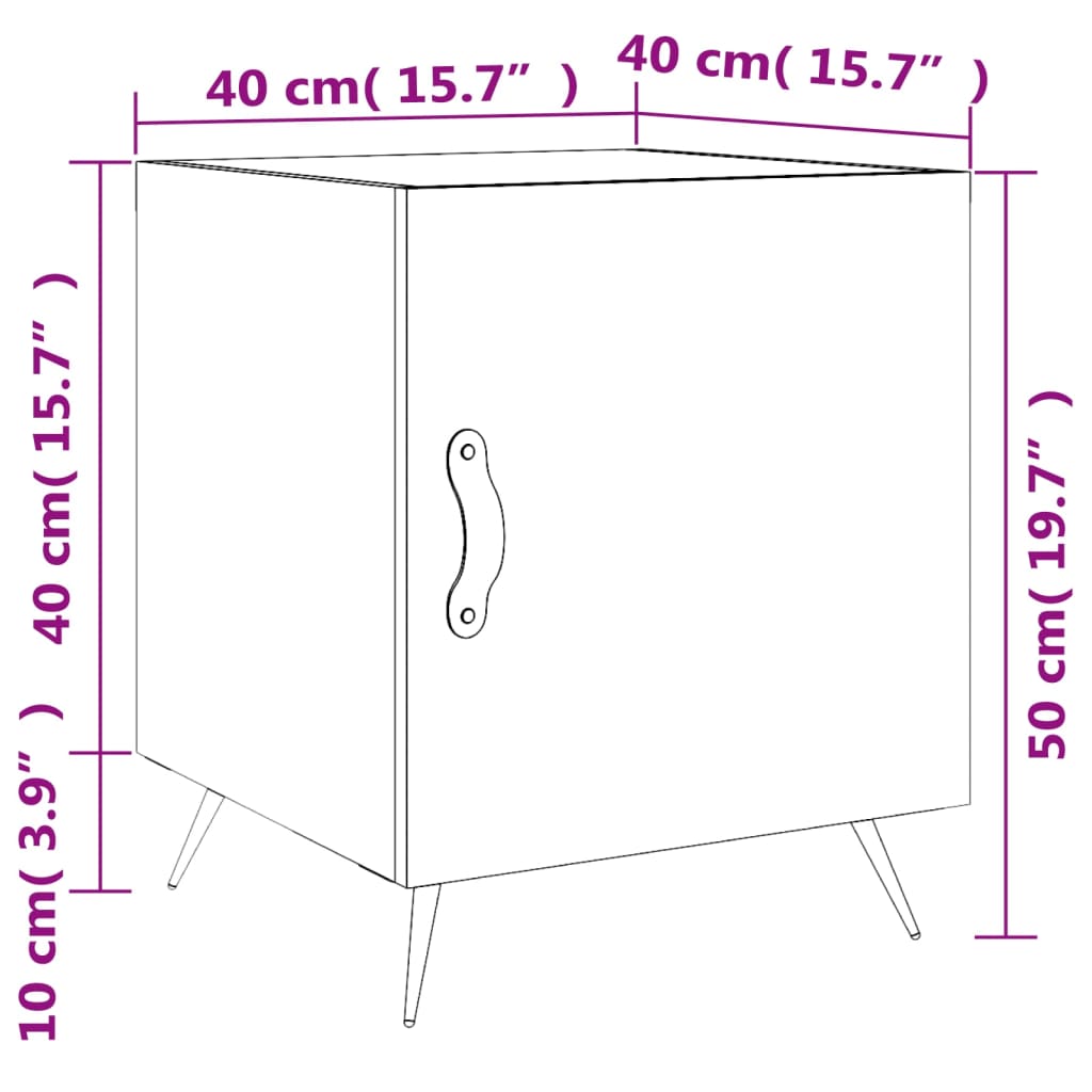 vidaXL Sängbord vit högglans 40x40x50 cm konstruerat trä