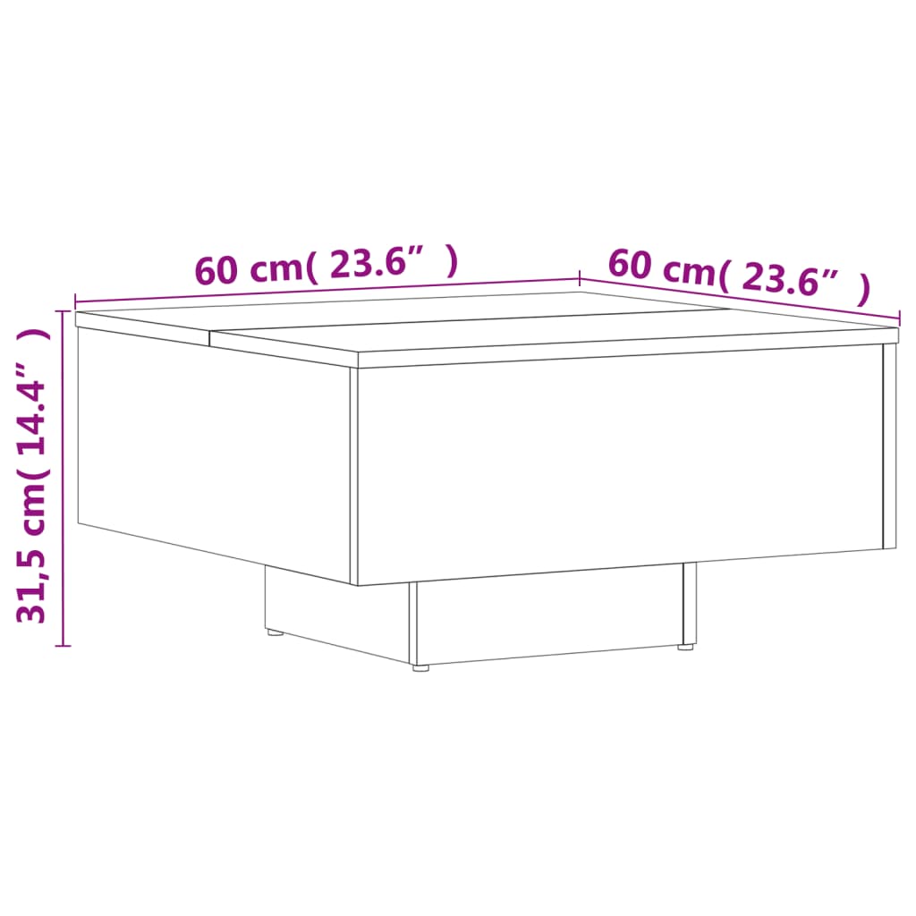 vidaXL Soffbord svart 60x60x31,5 cm konstruerat trä