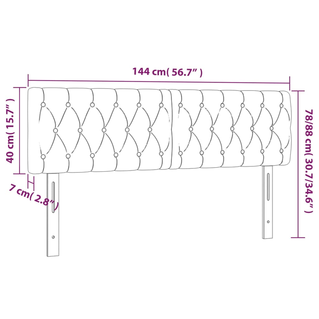 vidaXL Sänggavel LED ljusgrå 144x7x78/88 cm tyg