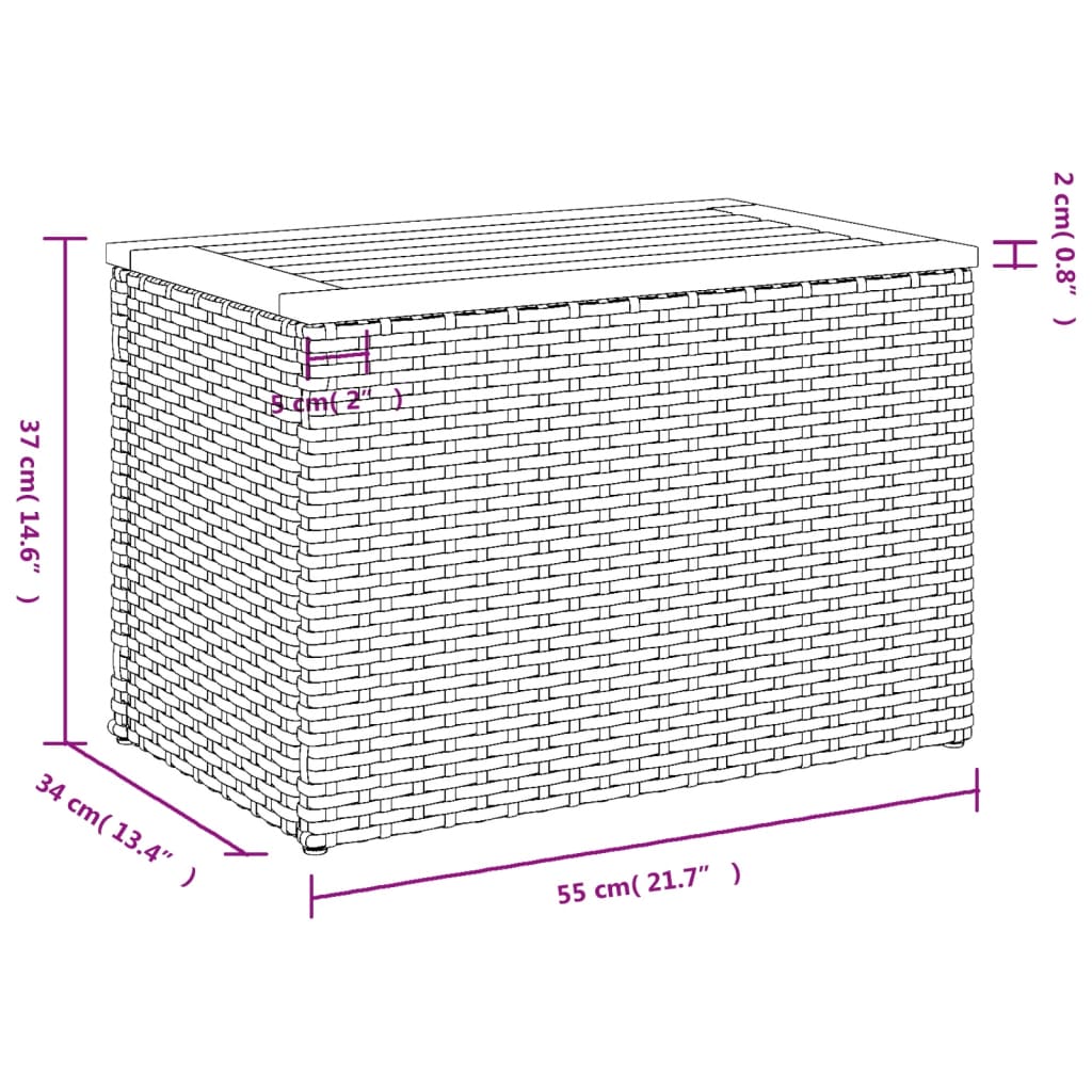 vidaXL Trädgårdsbord 2 st grå 55x34x37cm konstrotting massivt trä