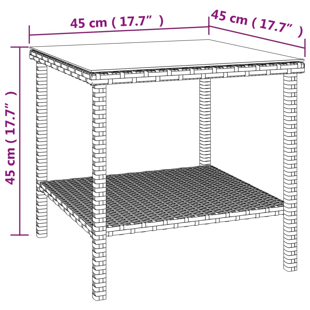 vidaXL Sidobord brunt 45x45x45 cm konstrotting och härdat glas