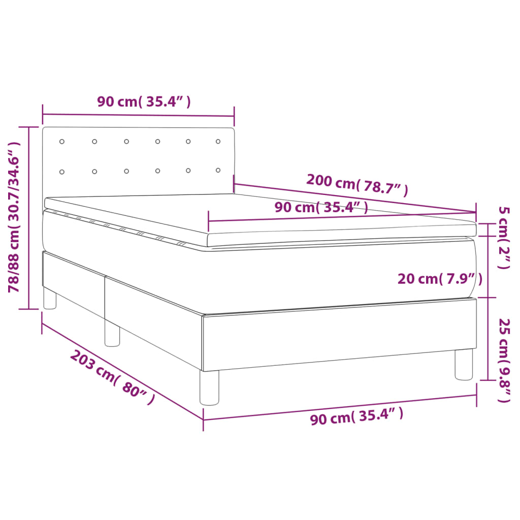 vidaXL Ramsäng med madrass vit 90x200 cm konstläder