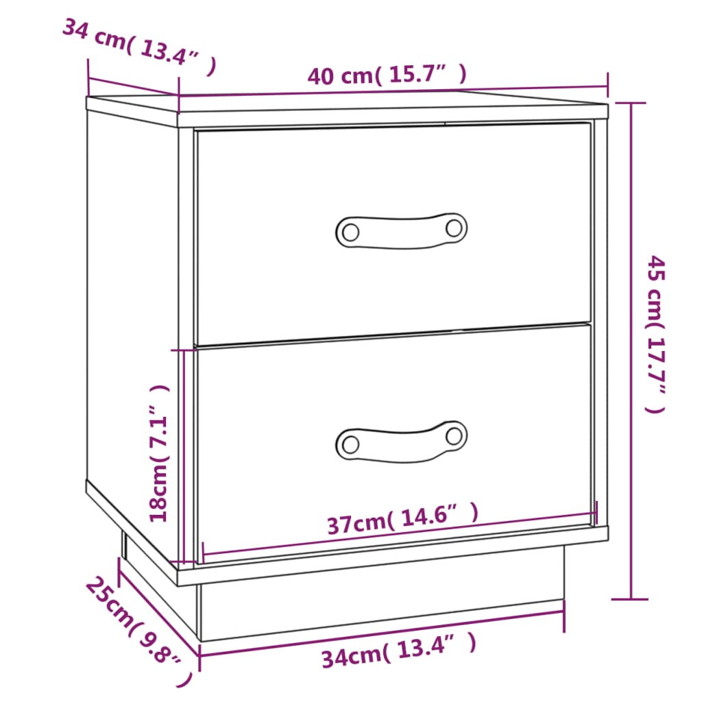 vidaXL Sängbord honungsbrun 40x34x45 cm massiv furu