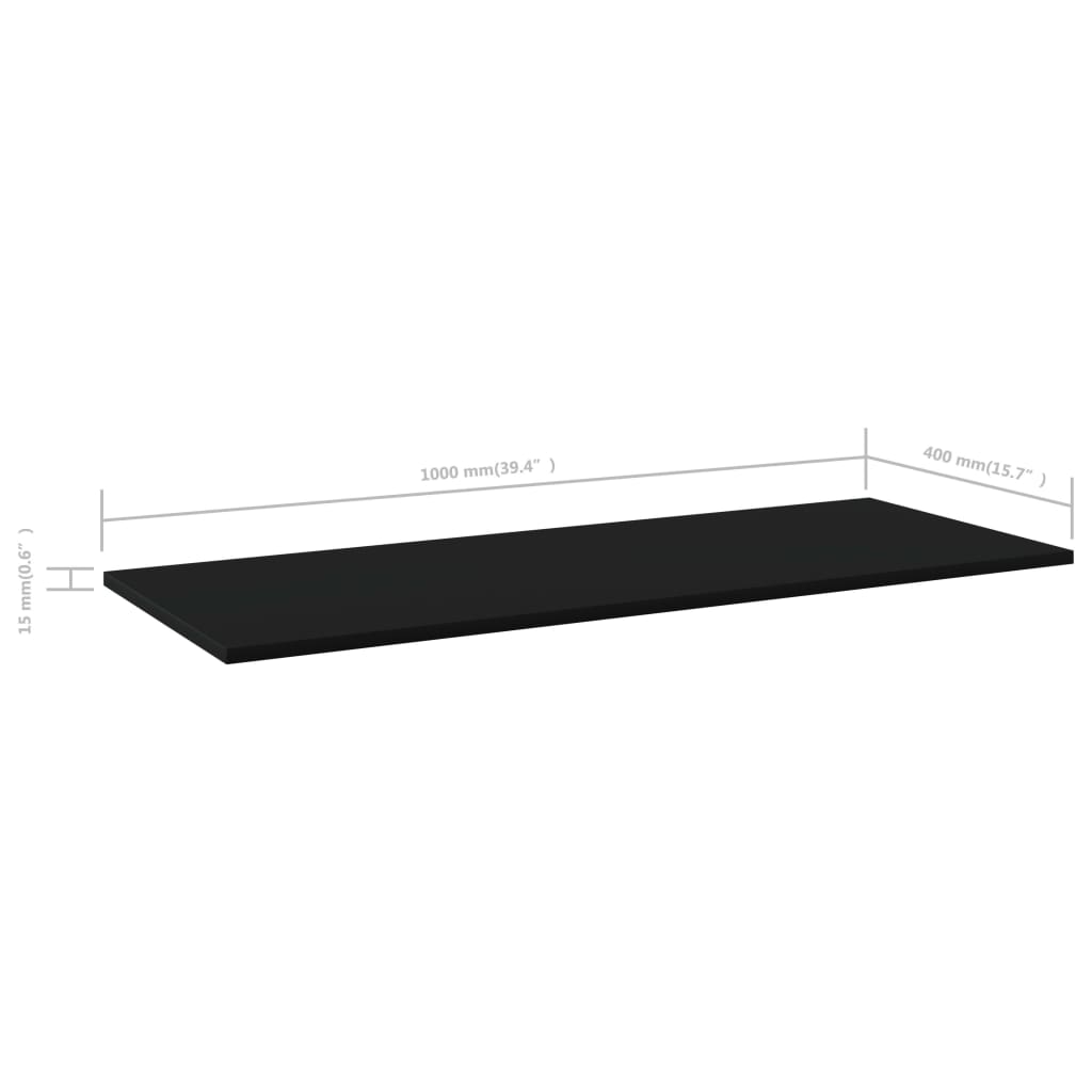 vidaXL Hyllplan 4 st svart 100x40x1,5 cm konstruerat trä