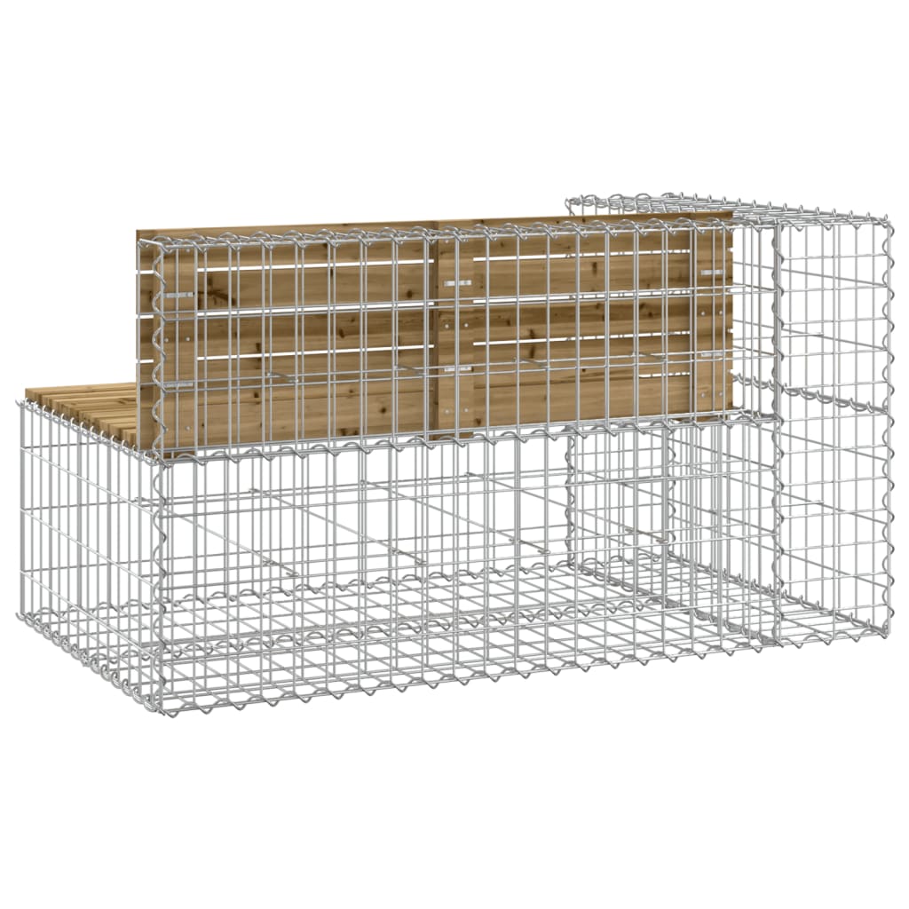 vidaXL Trädgårdsbänk gabion-design 122x71x65,5 cm impregnerad furu