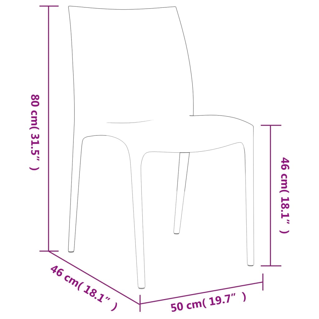 vidaXL Trädgårdsstolar 2 st vit 50x46x80 cm polypropen