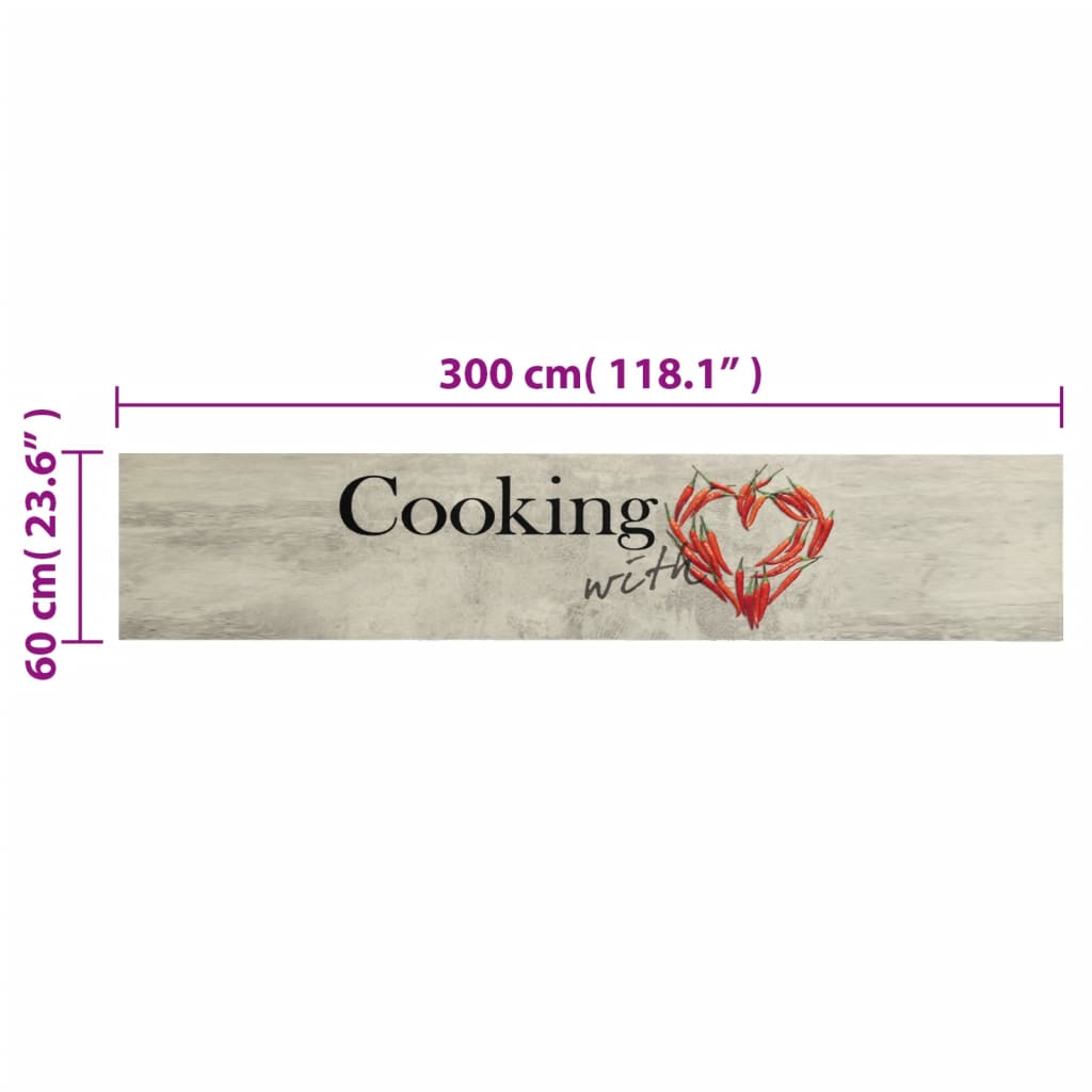 vidaXL Köksmatta maskintvättbar Cooking Peper 60x300 cm sammet