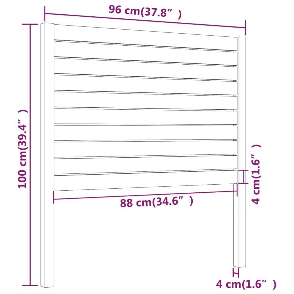 vidaXL Sänggavel vit 96x4x100 cm massiv furu