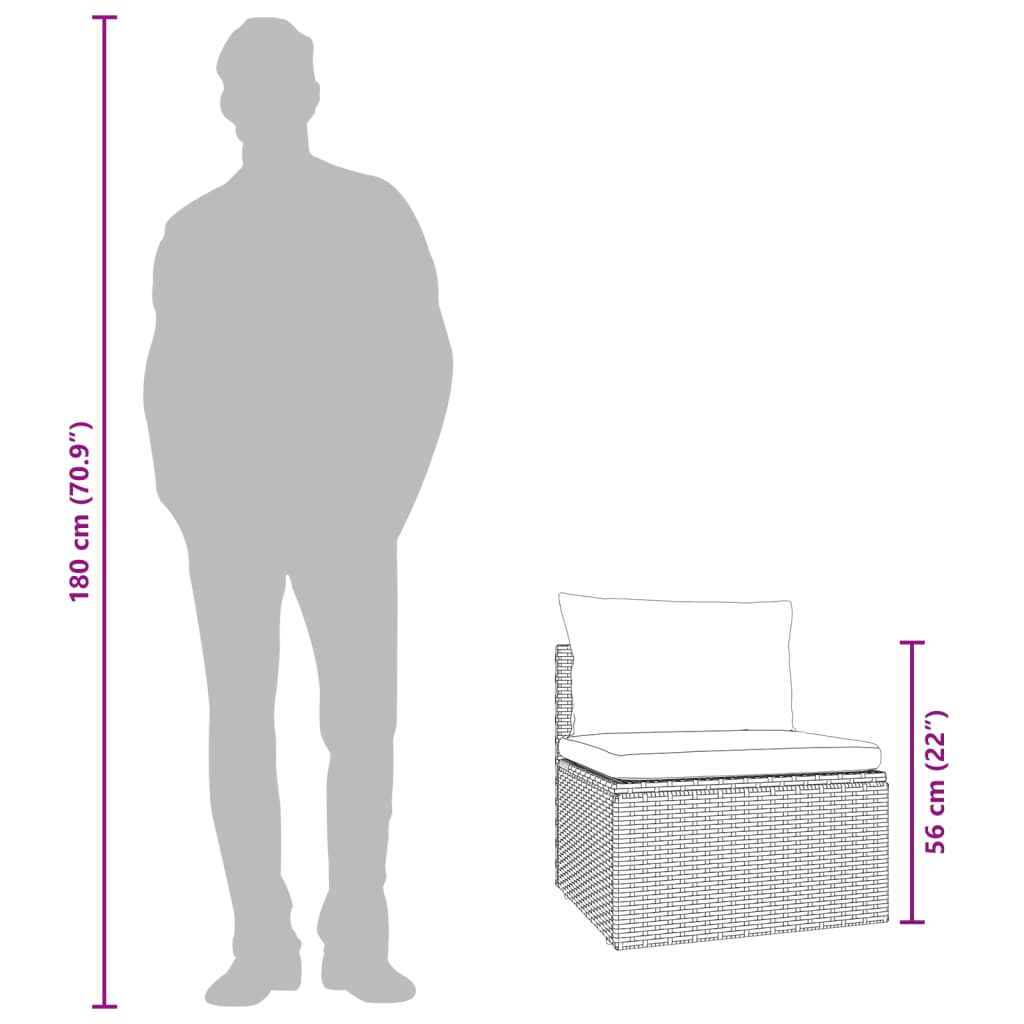 vidaXL Loungegrupp med dynor 4 delar grå konstrotting