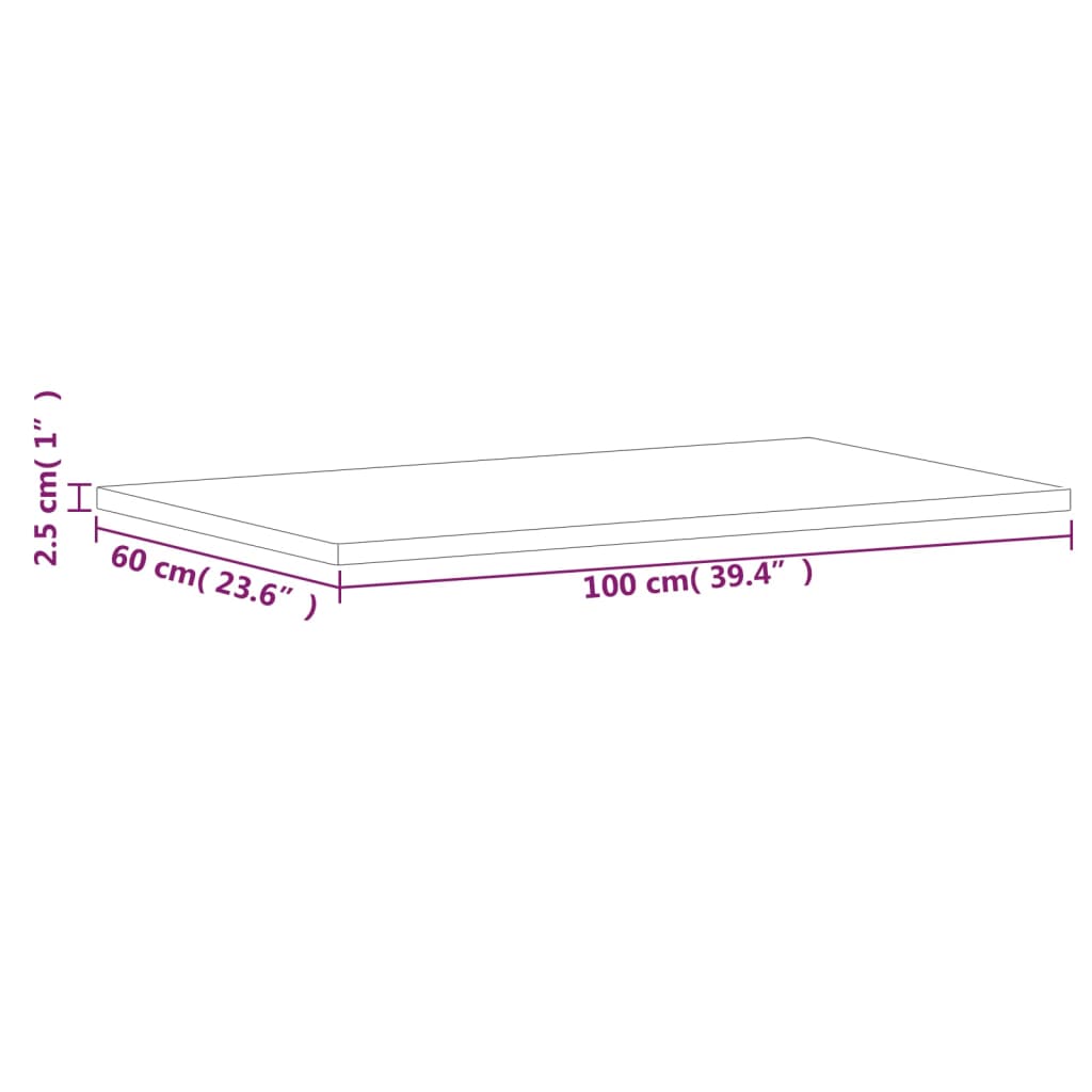 vidaXL Bänkskiva för badrum 100x60x2,5 cm massivt bokträ