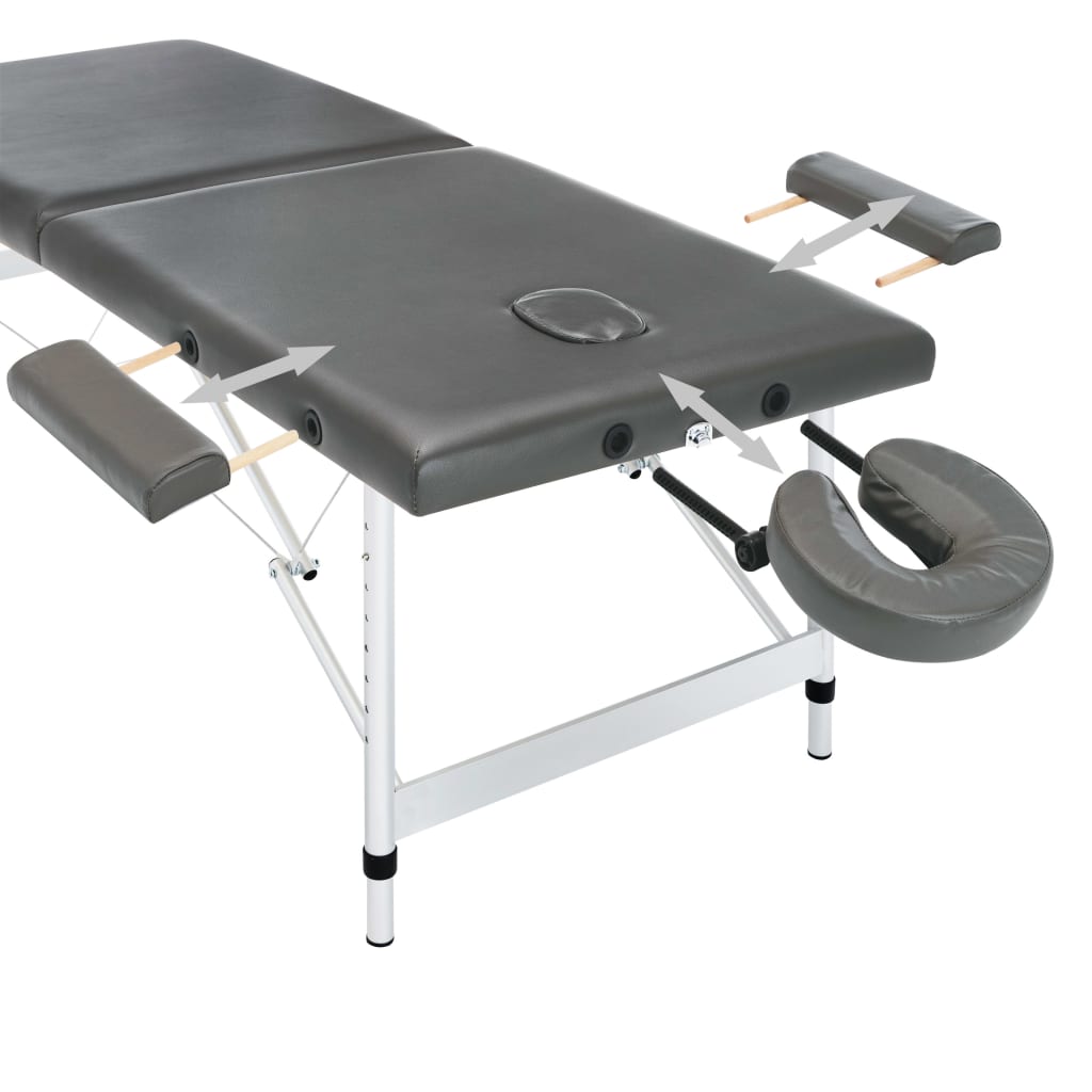 vidaXL Massagebänk med 2 zoner aluminiumram antracit 186x68 cm