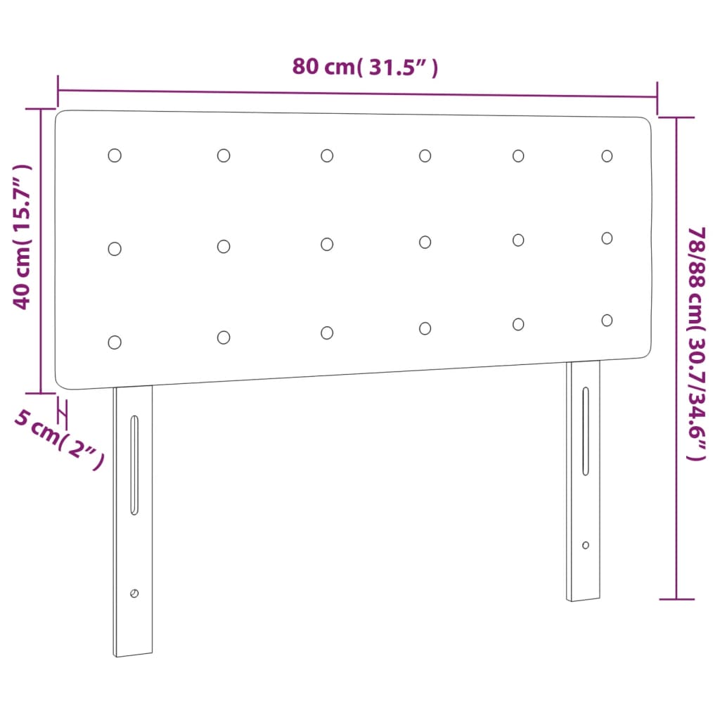 vidaXL Sänggavel LED ljusgrå 80x5x78/88 cm sammet