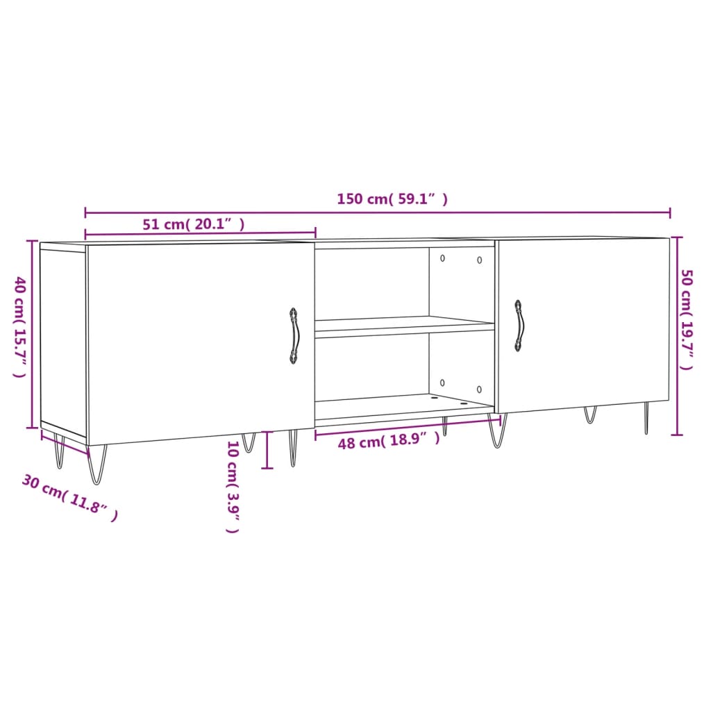 vidaXL Tv-bänk betonggrå 150x30x50 cm konstruerat trä