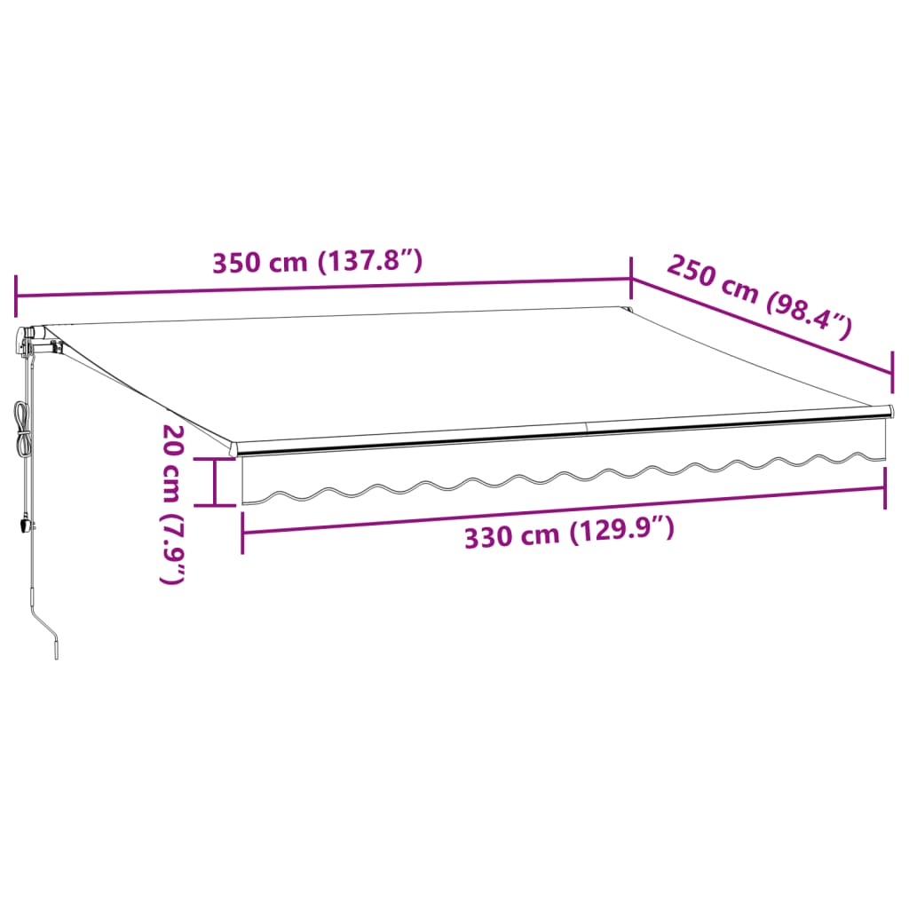 vidaXL Markis automatiskt infällbar antracit&vit 350x250 cm