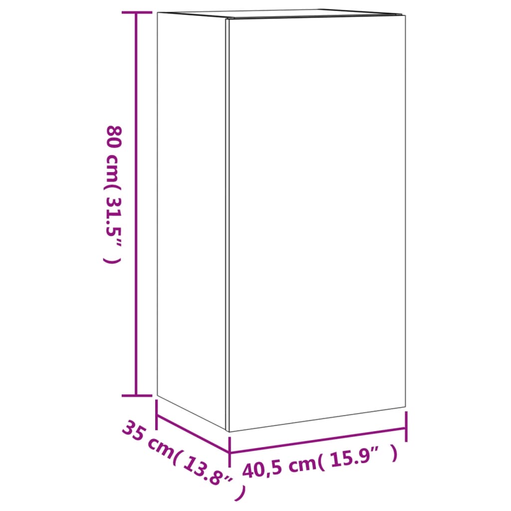 vidaXL Väggmonterad tv-bänk LED svart 40,5x35x80 cm