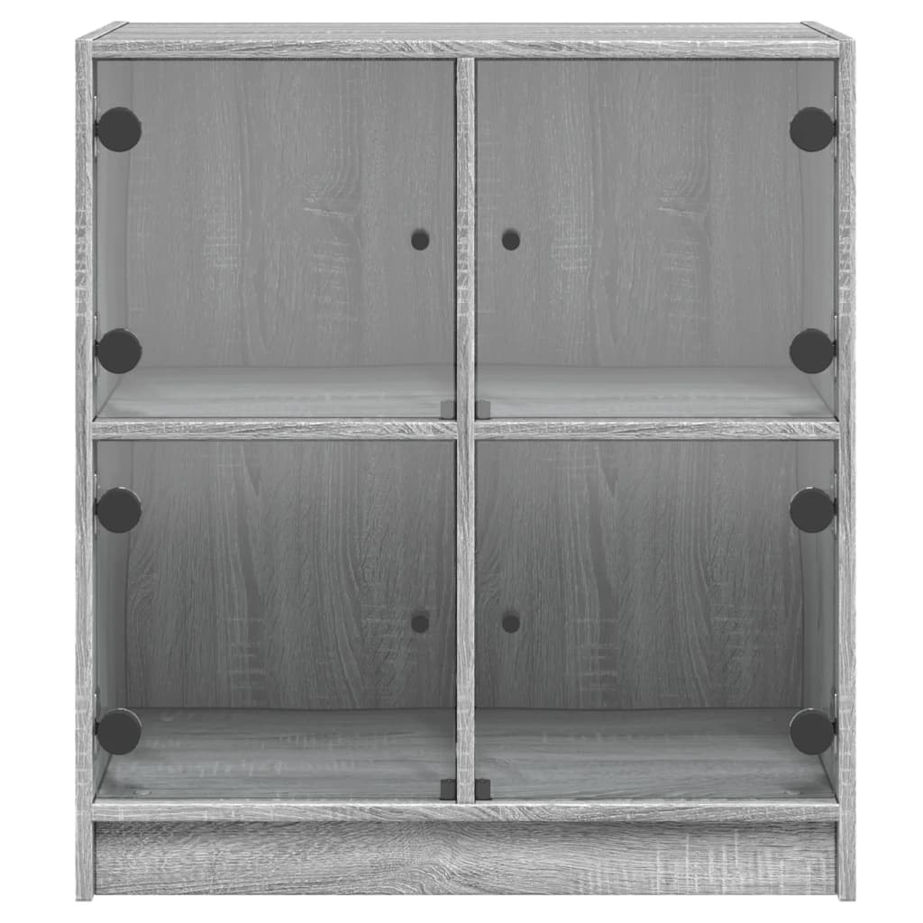 vidaXL Sidoskåp med glasdörrar grå sonoma 68x37x75,5 cm